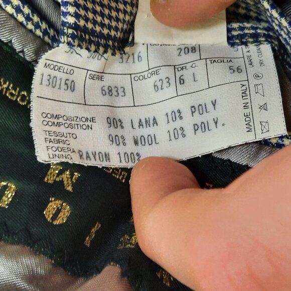 Vintage Enrique Uomo Size 56 Grey Houndstooth Blazer Fabric by F. lli Carlanda - Picture 6 of 6